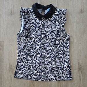 CeCe Floral Blouse with Peter Pan collar